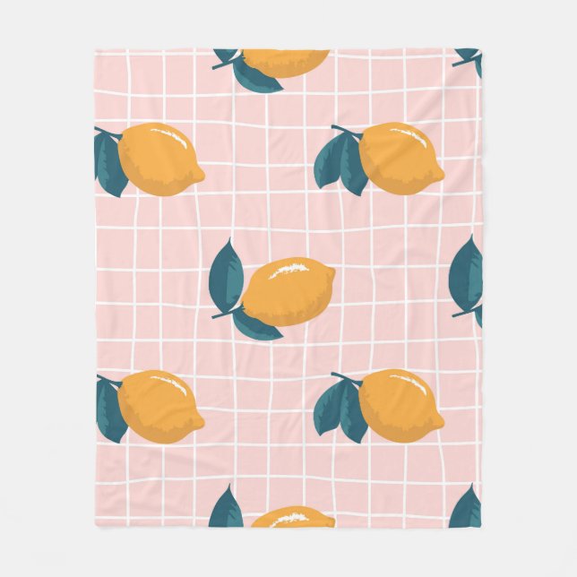 Couverture Polaire Citrons, géométrie rétro, motif sans couture d'été (Devant)
