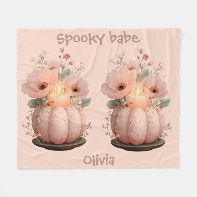 Couverture Polaire Citrouille bébé éffrayant pour filles (Devant (Horizontal))