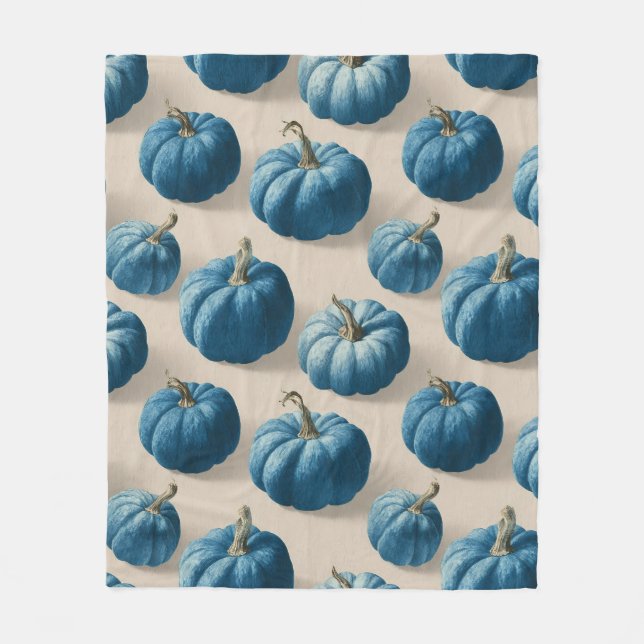 Couverture Polaire Citrouille bleu moderne Design d'automne (Devant)