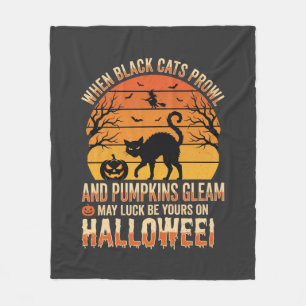 Couverture Polaire Citrouille Chat Noir Halloween Design Vectoriel