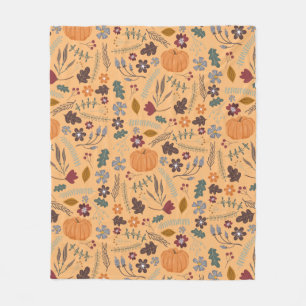 Couverture Polaire Citrouille d'automne motif graphique contemporain