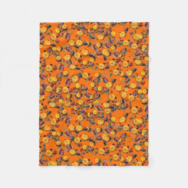 Couverture Polaire Citrouille d'automne (orange) Fleece Jeter Blanket (Devant)