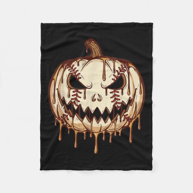 Couverture Polaire Citrouille de baseball Halloween Dégoulinade de ba (Devant)
