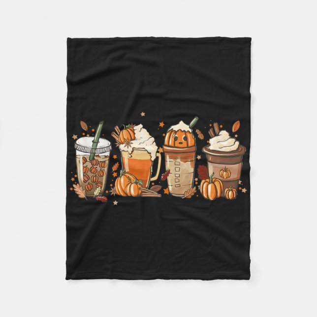 Couverture Polaire Citrouille de café d'automne épice latte glacé cha (Devant)