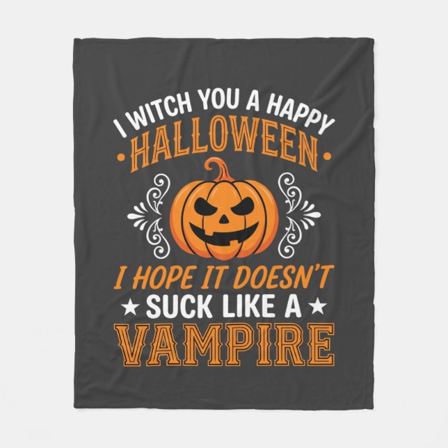 Couverture Polaire Citrouille de vampire drôle d'Halloween (Devant)