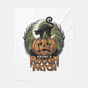 Couverture Polaire Citrouille d'Halloween Chat Tache Brute Gravure Vi