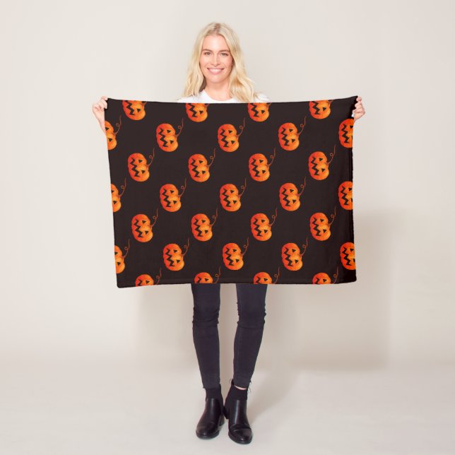 Couverture Polaire Citrouille D'Halloween, Citrouille Orange Trou Ou  (En situation)