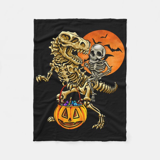 Couverture Polaire Citrouille d'Halloween de dinosaure squelette pour (Devant)
