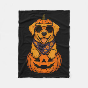 Couverture Polaire Citrouille d'Halloween de Labrador Retriever jaune