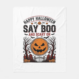 Couverture Polaire Citrouille d'Halloween dit Boo Épouvantable Vintag