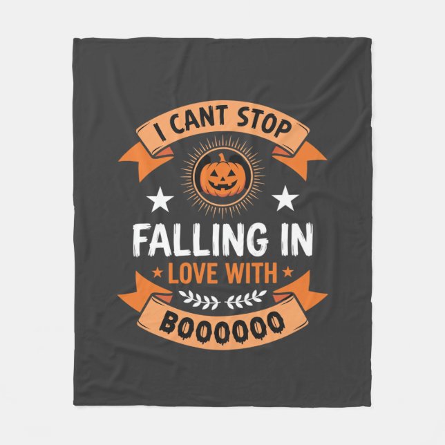 Couverture Polaire Citrouille d'Halloween tombant amoureuse (Devant)