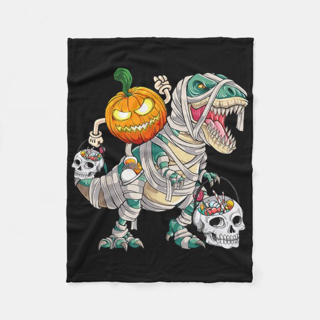 Couverture Polaire Citrouille équitation Mummy Dinosaur T Rex Hallowe (Devant)