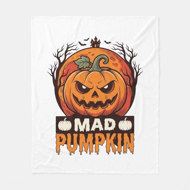 Couverture Polaire Citrouille Folle Halloween Dessin de Gravure Vinta (Devant)