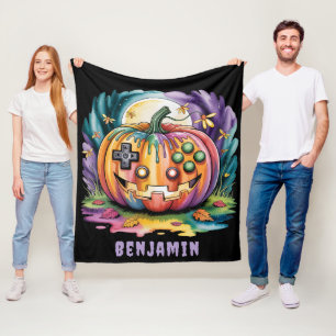 Couverture Polaire Citrouille Gamer coloré Halloween Bash Cadeau