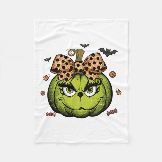 Couverture Polaire Citrouille Grinc Coquette Citrouille Halloween Éff (Devant)