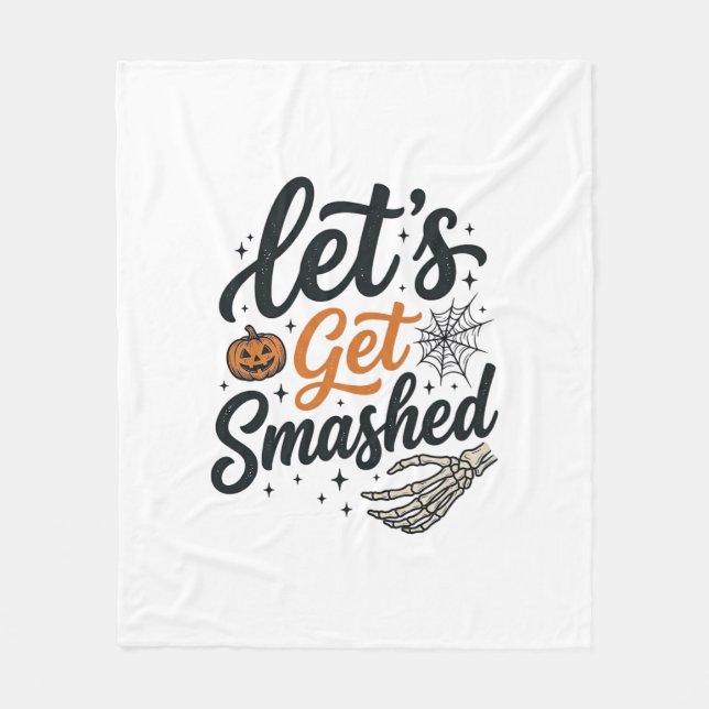 Couverture Polaire Citrouille Halloween Défonçons-Nous (Devant)