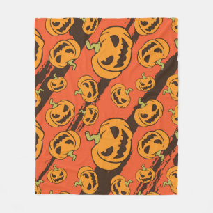 Couverture Polaire Citrouille Halloween : Éffrayant Motif sans coutur