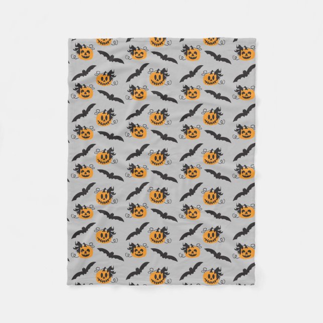 Couverture Polaire Citrouille Jack-o'-lantern Bat Motif Halloween (Devant)