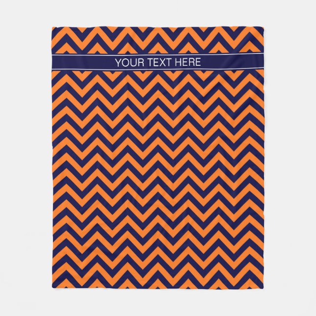 Couverture Polaire Citrouille Marine LG Chevron Marine Blue Nom Monog (Devant)