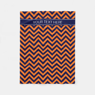 Couverture Polaire Citrouille Marine LG Chevron Marine Blue Nom Monog