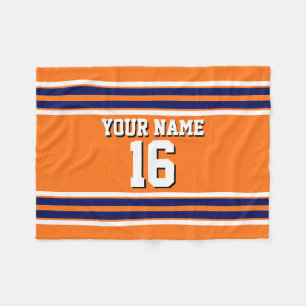 Couverture Polaire Citrouille Orange avec Marine White Stripes Team J