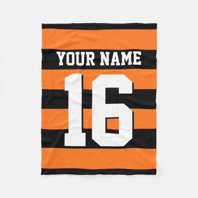 Couverture Polaire Citrouille Orange Black Team Jersey Preppy Stripe (Devant)