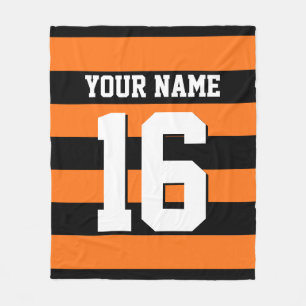 Couverture Polaire Citrouille Orange Black Team Jersey Preppy Stripe