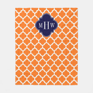 Couverture Polaire Citrouille Orange Marocain #5 Marine 3 Monogramme