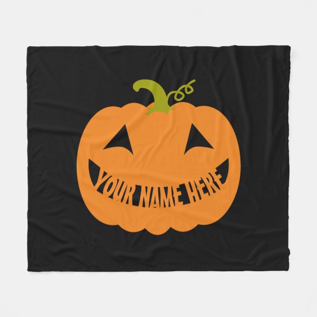Couverture Polaire Citrouille personnalisé de Halloween (Devant (Horizontal))
