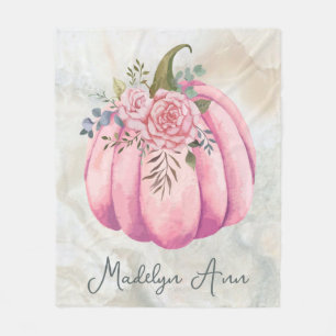 Couverture Polaire Citrouille rose pâle Nom Fille Salle