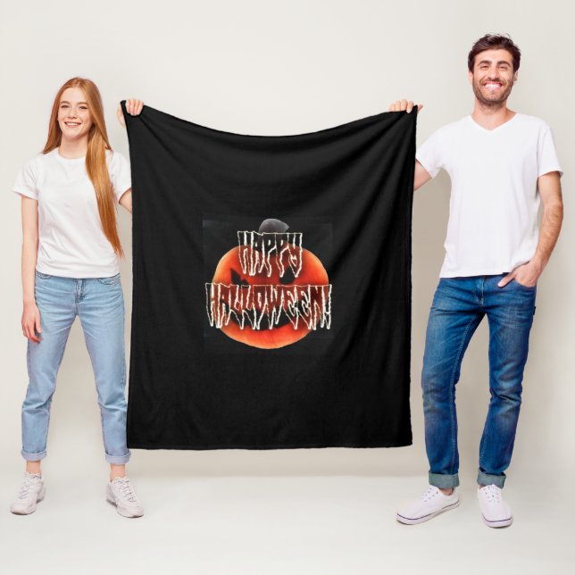Couverture Polaire Citrouille Scare-Wht (En situation)