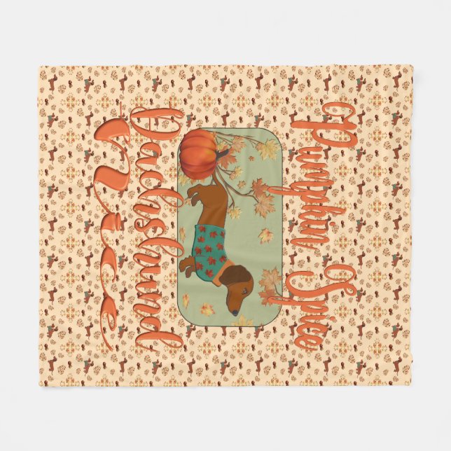 Couverture Polaire Citrouille Spice Dachshund Nice (Devant (Horizontal))