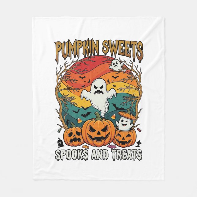 Couverture Polaire Citrouille Sucreries Esprits Traitements Halloween (Devant)