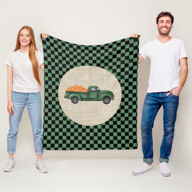Couverture Polaire Citrouille vintage vert Camion moyen polaire (En situation)