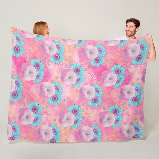 COUVERTURE POLAIRE CITROUILLES DE CHUTE DE PASTEL ET SOUCHES D'AQUA (En situation)