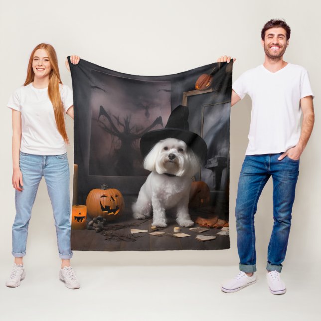 Couverture Polaire Citrouilles maltaises Halloween Épouvantable (En situation)