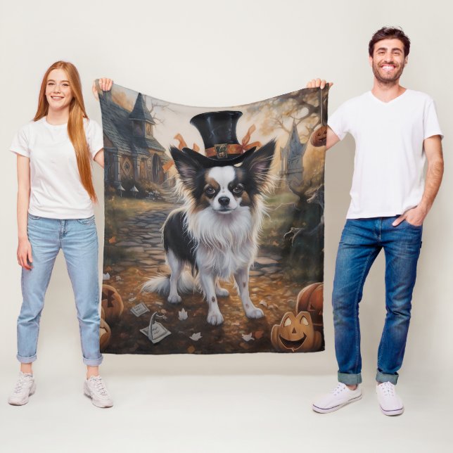 Couverture Polaire Citrouilles Papillon Halloween Épouvantable (En situation)