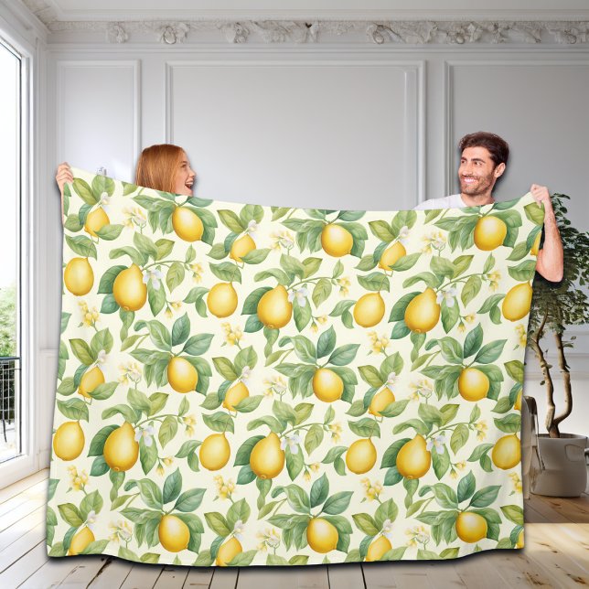 Couverture Polaire Citrus aux fleurs de citron méditerranéen (Créateur téléchargé)