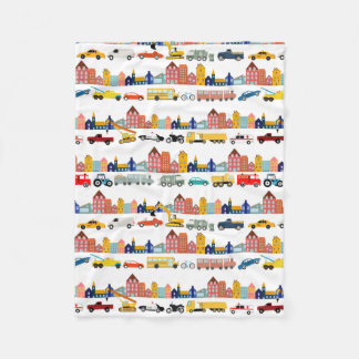 Couverture Polaire City Transportation Vehicles Trucks Cars Kids