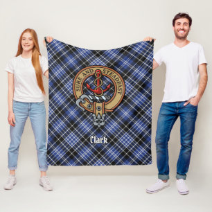 Couverture Polaire Clan Clark Crest sur Tartan