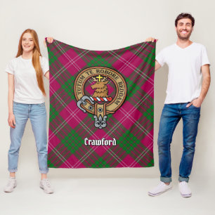 Couverture Polaire Clan Crawford Crest sur Tartan