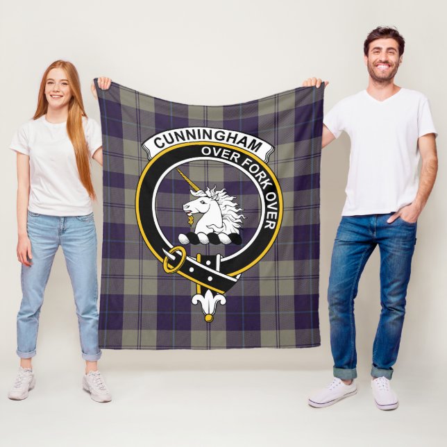 Couverture Polaire Clan Cunningham Danseuses Bleues Tartan Plaid (En situation)