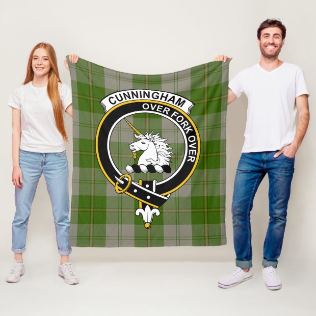 Couverture Polaire Clan Cunningham Danseuses Vertes Tartan Plaid (En situation)