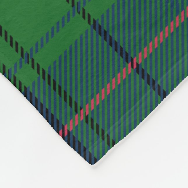 Couverture Polaire Clan Davidson Plaid Tartan bleu vert noir (Coin)