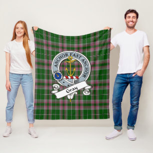 Couverture Polaire Clan de chasse gris Badge Tartan Plaid