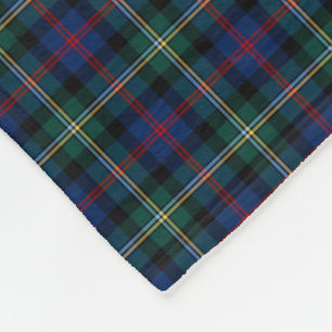 Couverture Polaire Clan de Malcolm bleu-foncé et tartan de Forest