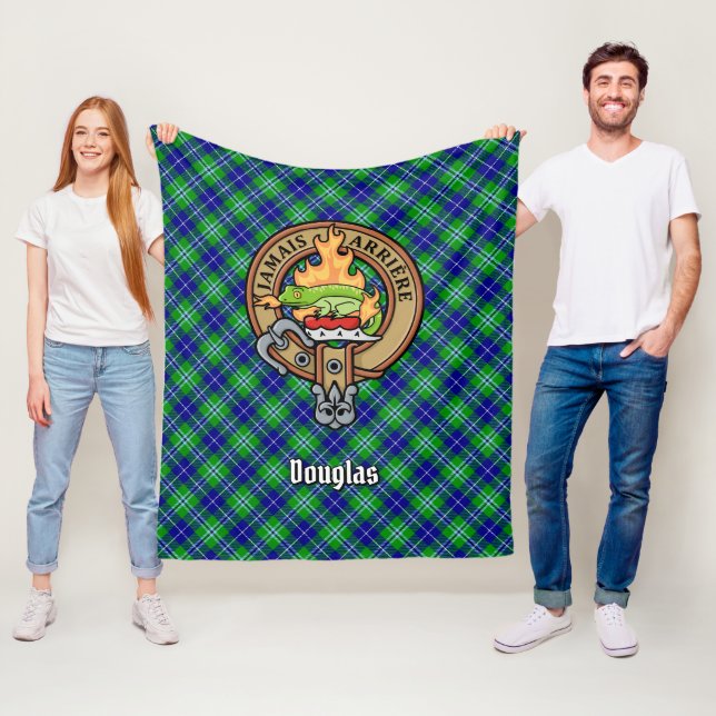 Couverture Polaire Clan Douglas Crest sur Tartan (En situation)