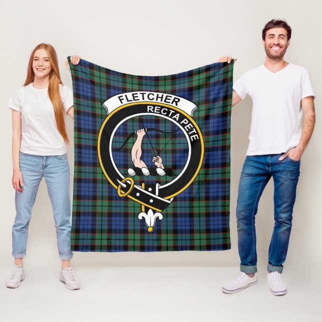 Couverture Polaire Clan Fletcher Ancien Tartan Plaid (En situation)