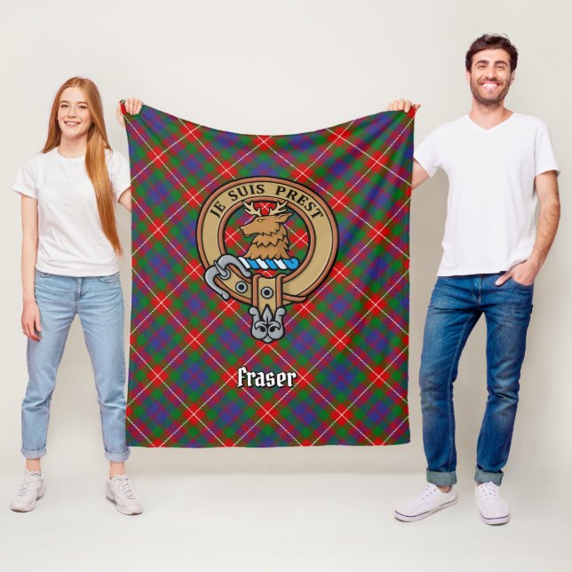 Couverture Polaire Clan Fraser de Lovat Crest sur Tartan (En situation)