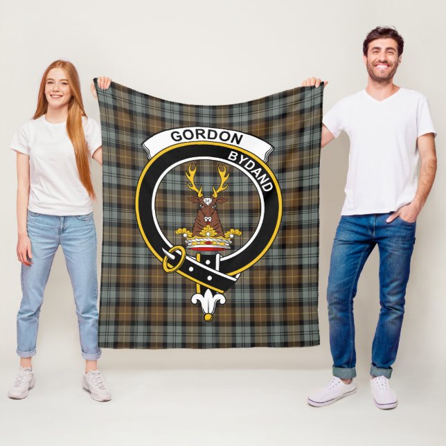 Couverture Polaire Clan Gordon Patiné Tartan Plaid (En situation)